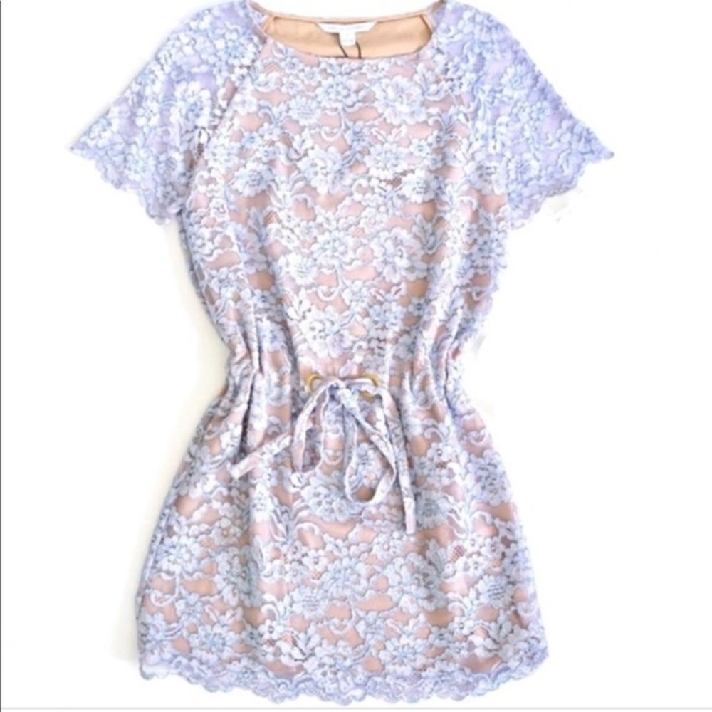 DVF Lilac Amal Lace Dropwaist Swarovski Dress Size XS Like New